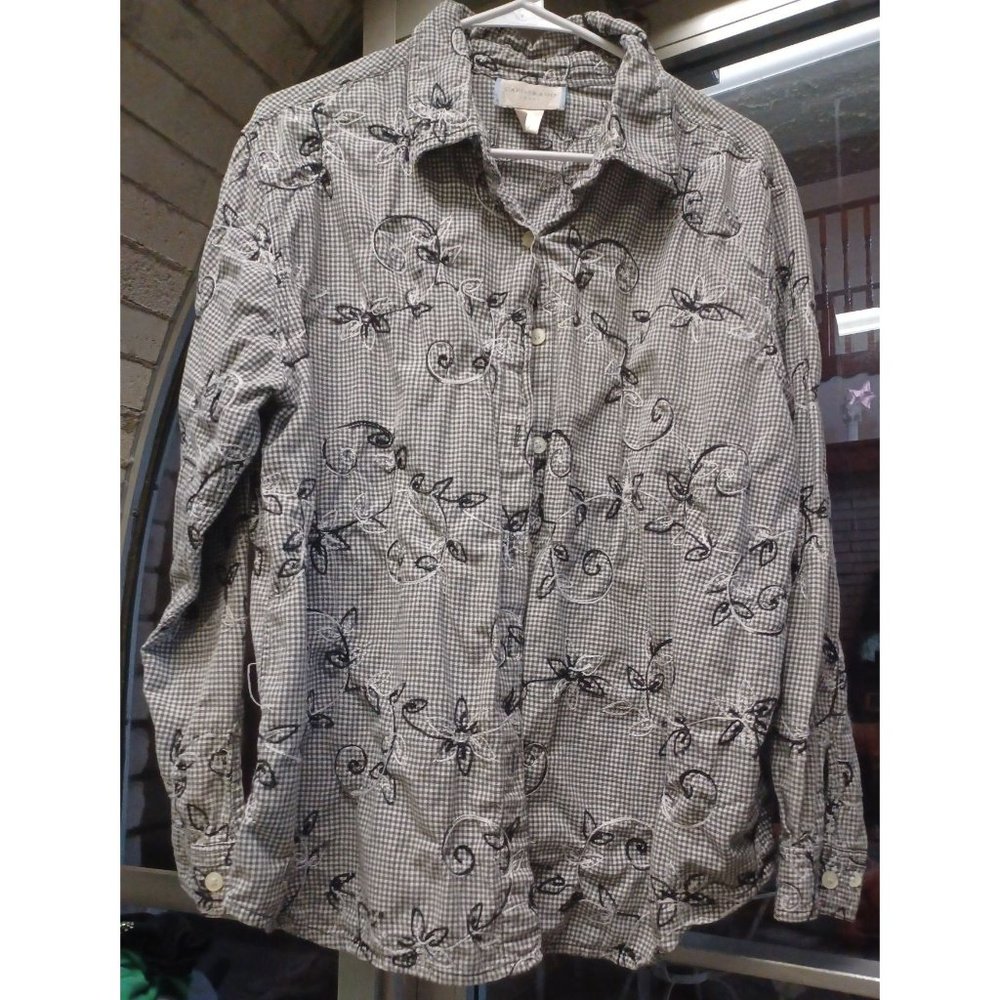 Capistrano Womens Blouse Button-Up Embroidery 16W